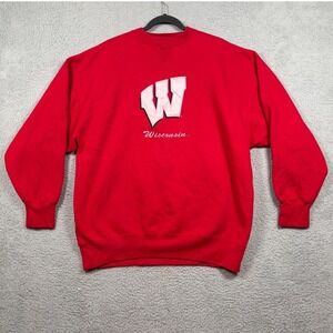 Vintage 90's Wisconsin Badgers Crewneck XXL Sweatshirt Red Midwest Embroidered
